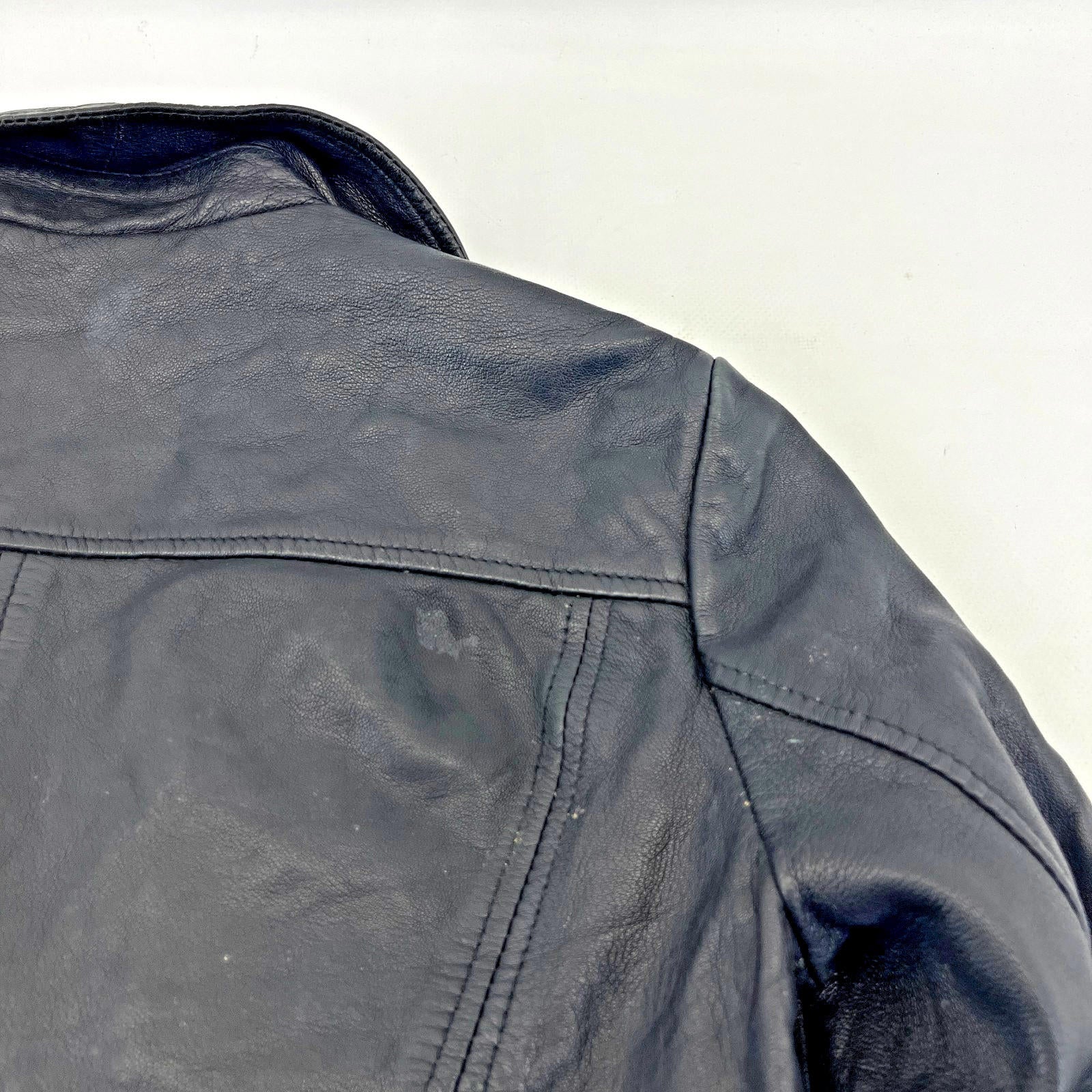 Mango Women's Genuine Soft Leather Biker Jacket in Black size Small