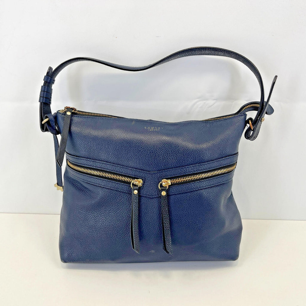 Radley Navy Blue Leather Shoulder Hand Bag 12" wide