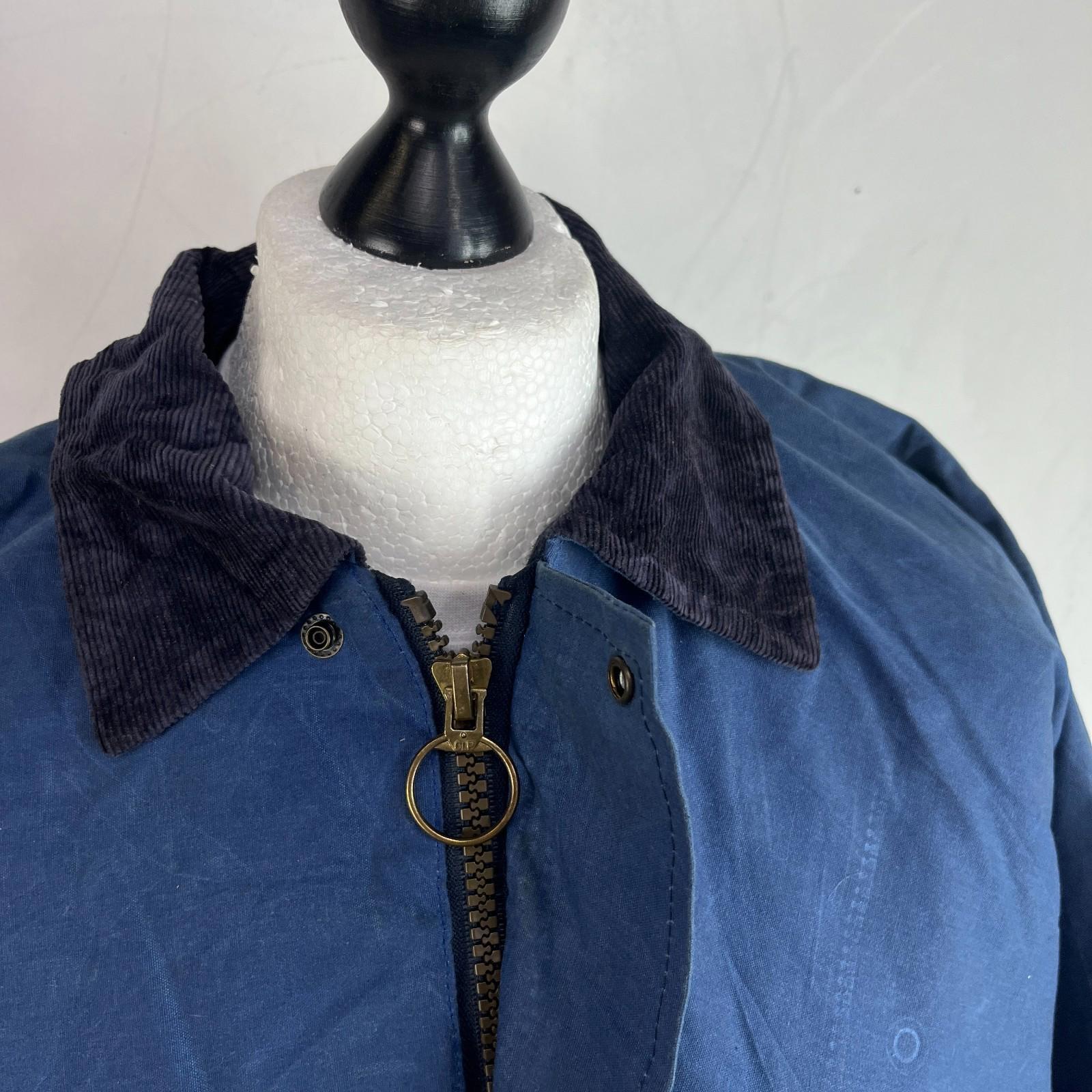 Portman Wax Jacket in Blue  Corduroy Collar size Small