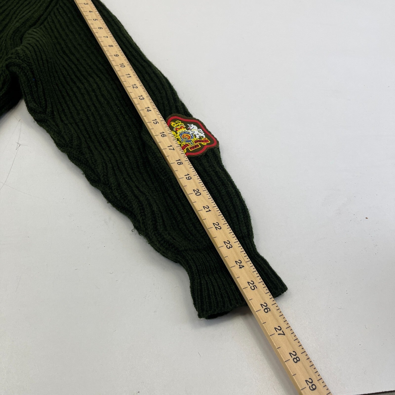 Brenire British Army WO1 RSM Green Ribbed Wool Jumper Made in Scotland size M