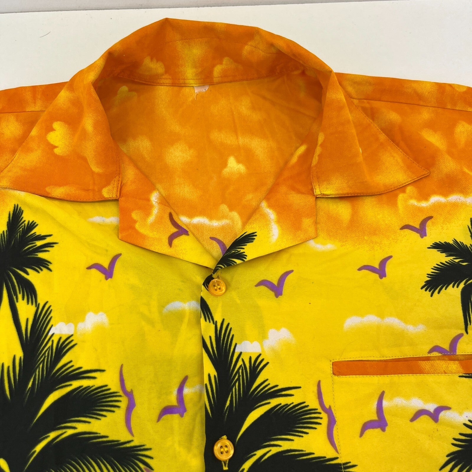 Palm Tree Mens Multicolour Hawaiian Shirt Designer Holiday Short Sleeve size M