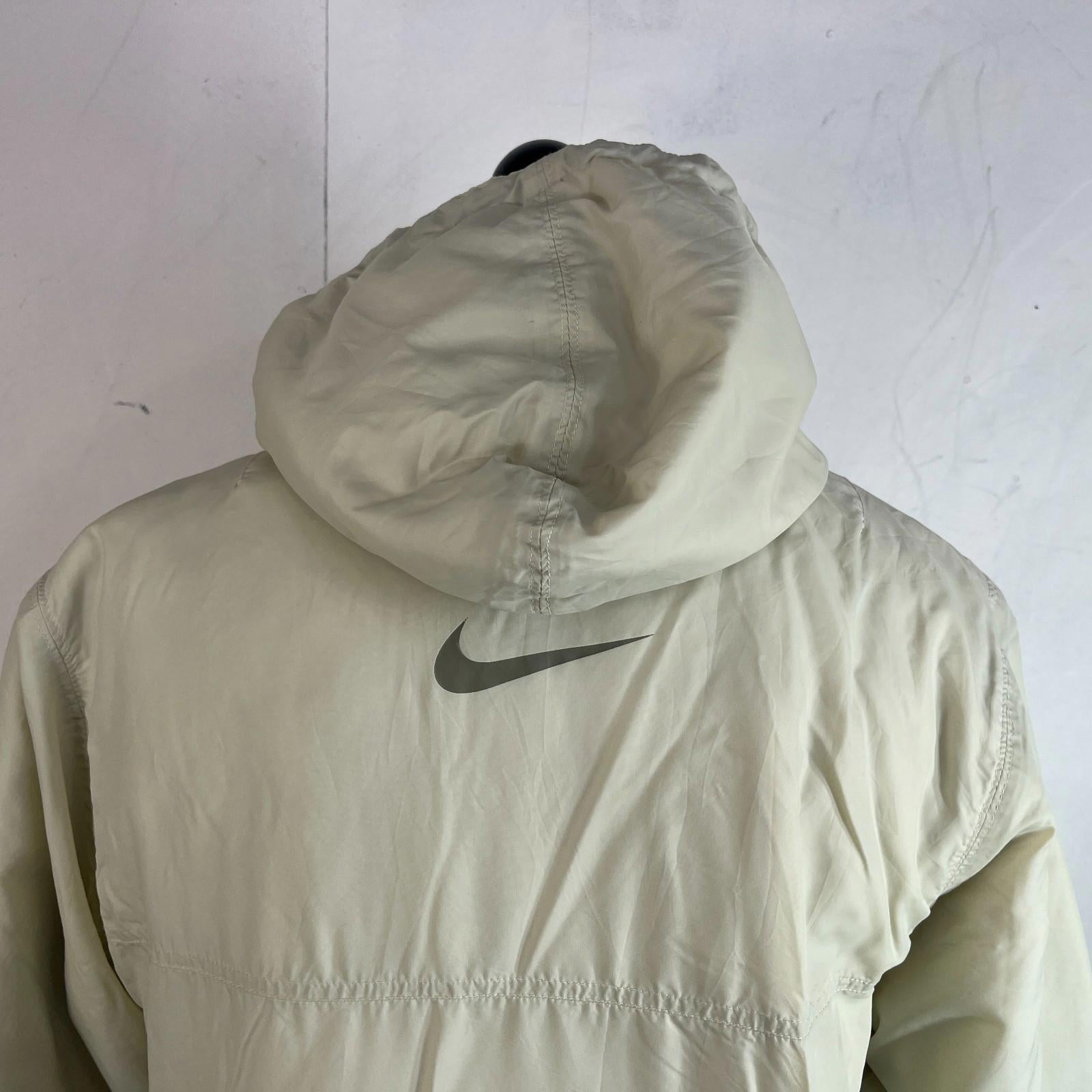 Nike Jacket Men's Quilt Lined Insulated Coat with Removable hood in Cream size M