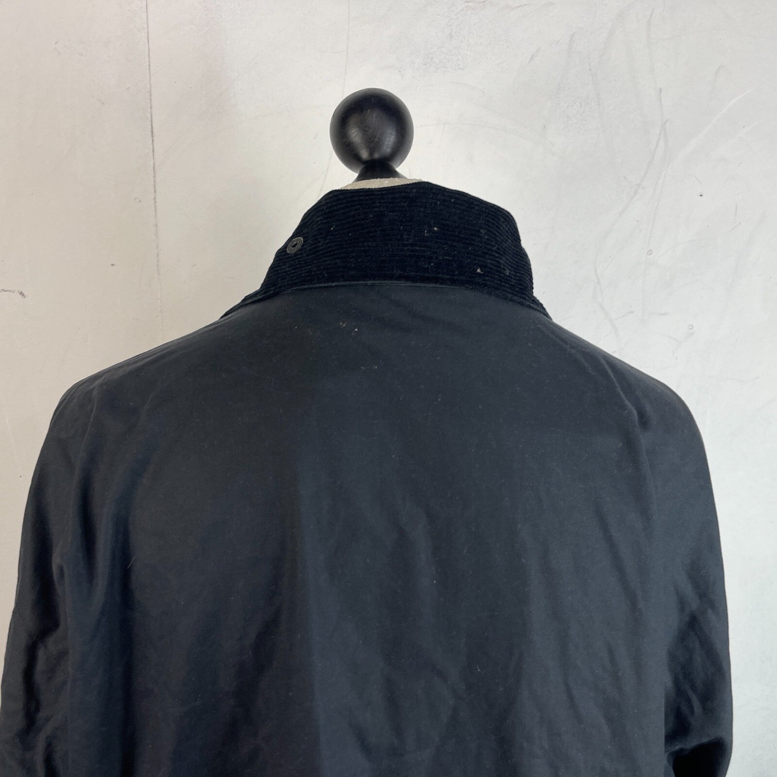 Mc Orvis Wax Jacket Mens size L Black Waxed Coat Made in the UK
