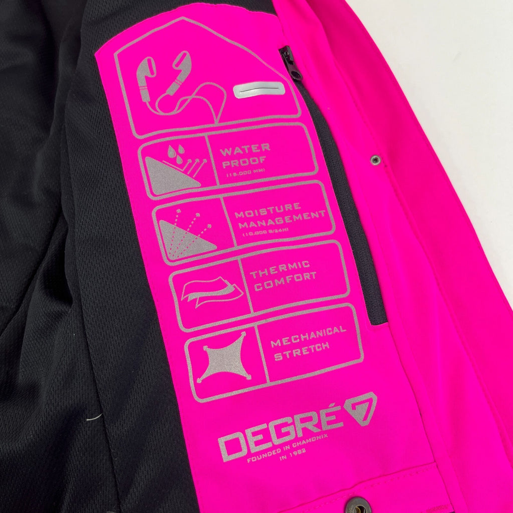 Degre 7 Women's Ski Jacket in Bright Pink with Faux Fur Fringe Hood size 38/S