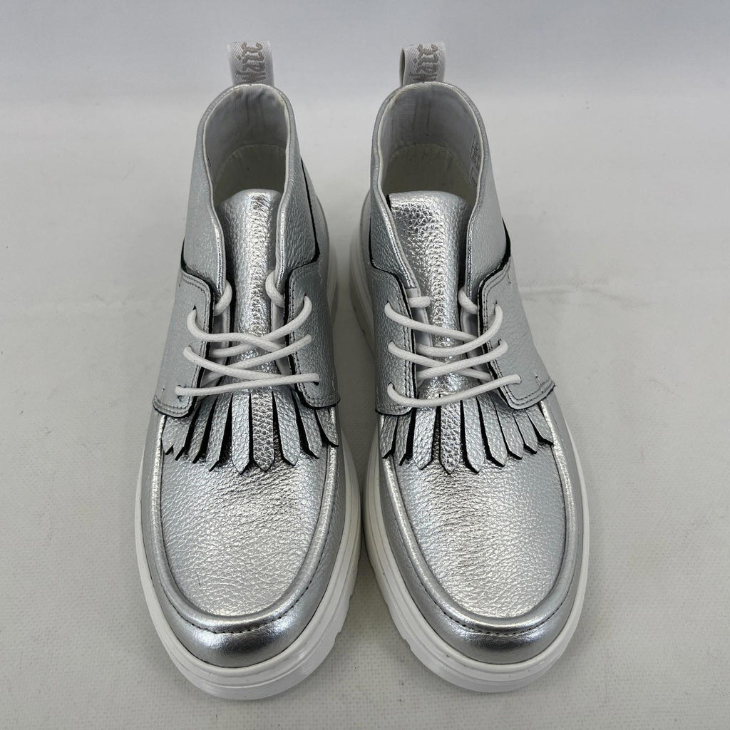 Dr Martens Jemima Silver & White Leather Kiltie Chukka Boots Shoes Womens UK 4