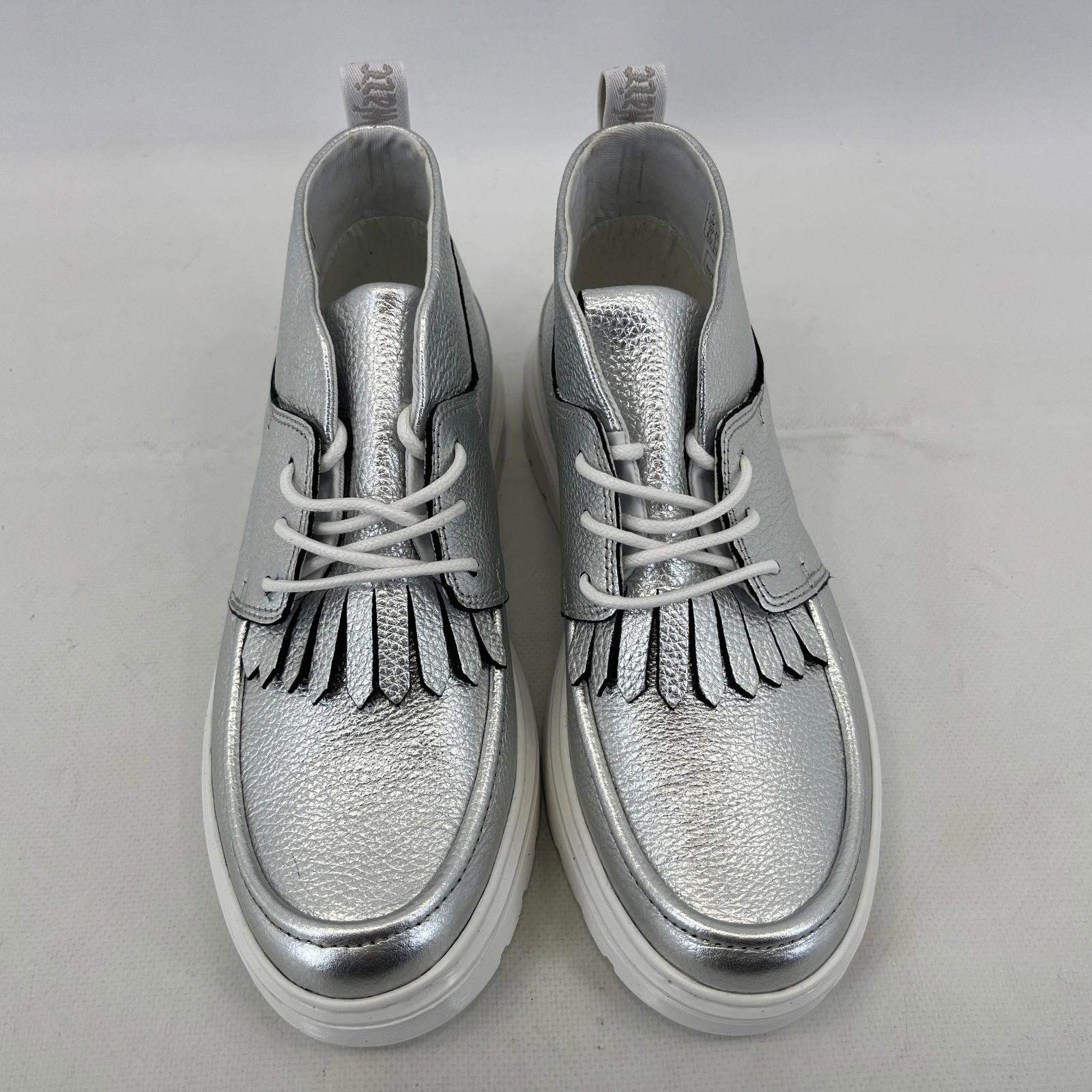 Dr Martens Jemima Silver & White Leather Kiltie Chukka Boots Shoes Womens UK 4