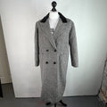 Vtg Kashmoor of London Wool Blend Long Overcoat UK 16 Black/White Houndstooth