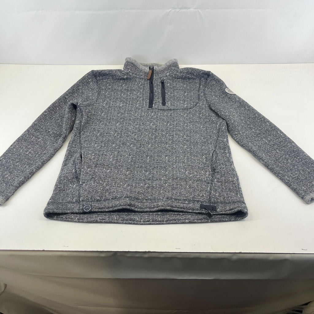 Weird Fish Men's Fleece Pullover size Large Grey 1/4 Zip Herringbone