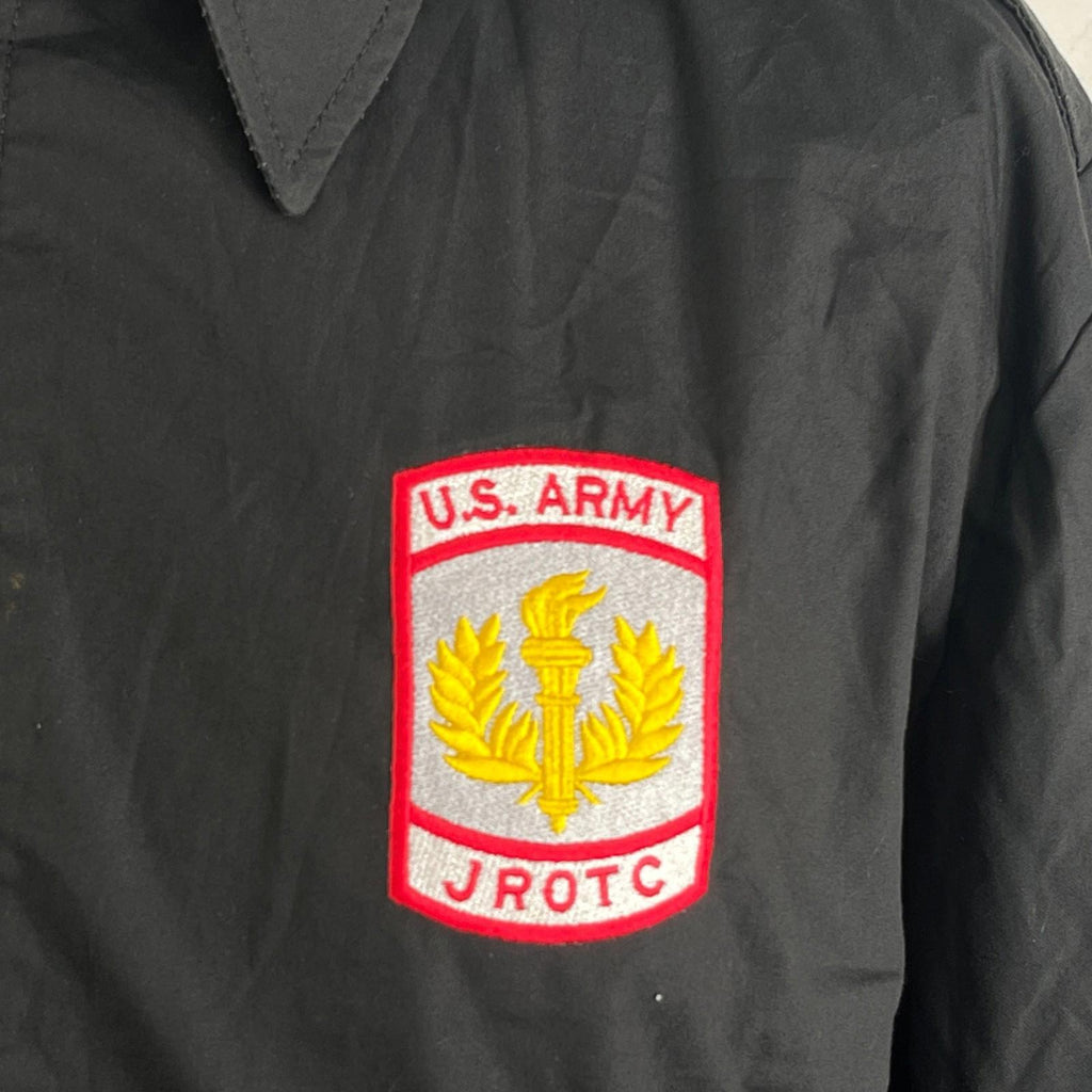 US Army JROTC Bomber Jacket size US M UK Large in Black with Collar & Epaulettes