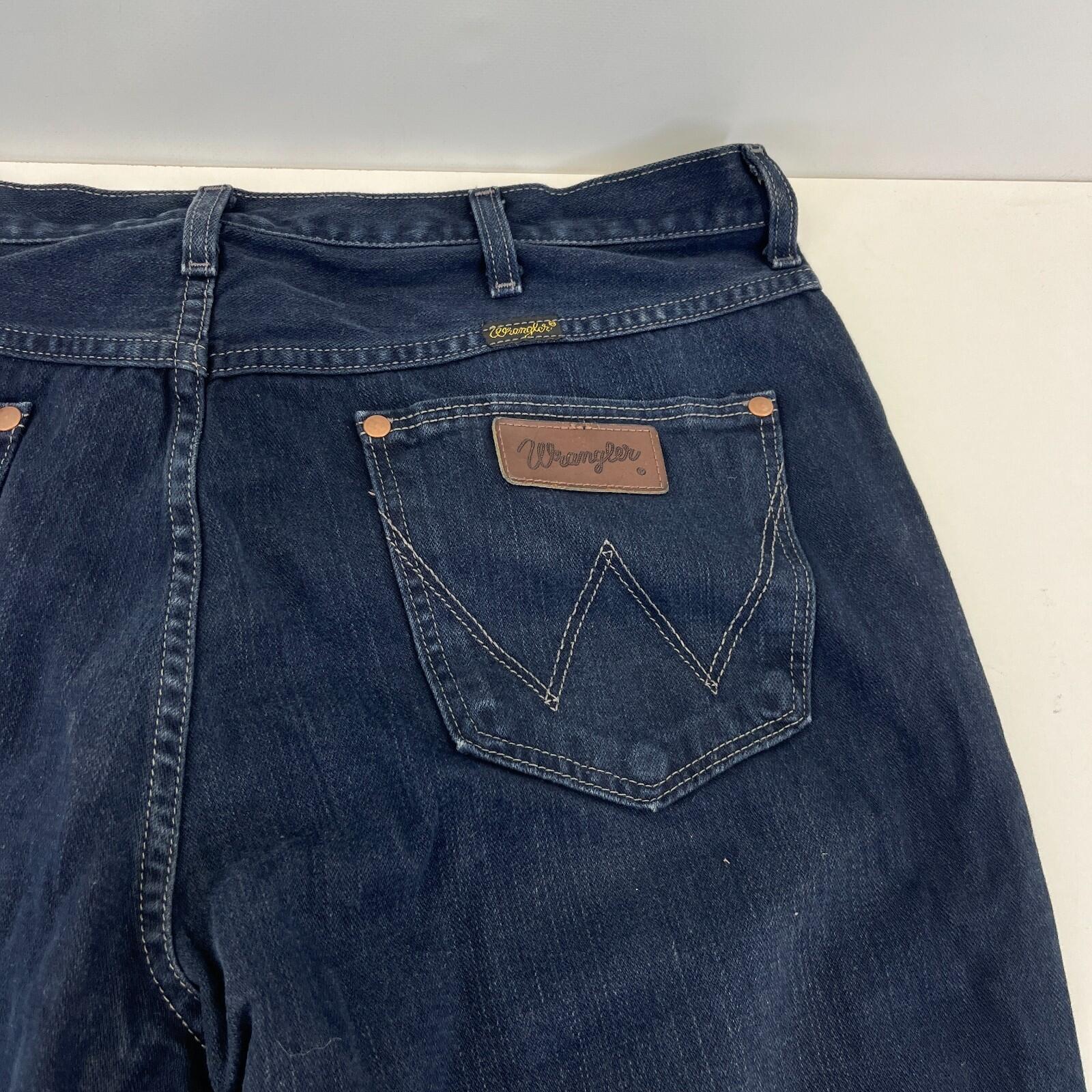 Wrangler Alaska Jeans Men Dark Blue Denim Straight Regular W38" L34"