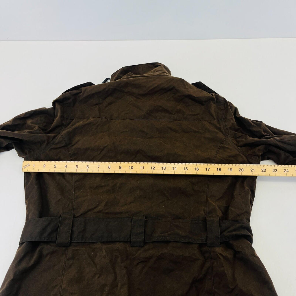 Crane Womens Waxed Cotton Jacket with Belt in Brown size Medium