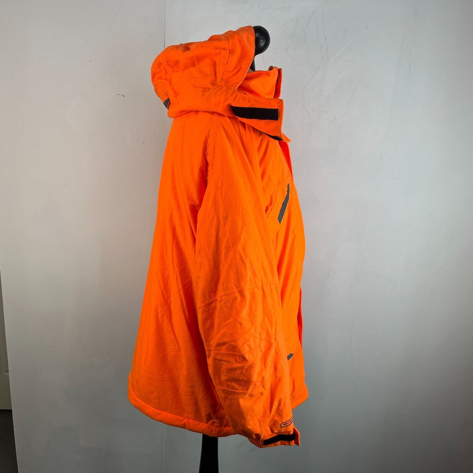 Cabelas Fluorescent Orange Softshell Chore Coat Warm Jacket with Hood size Large
