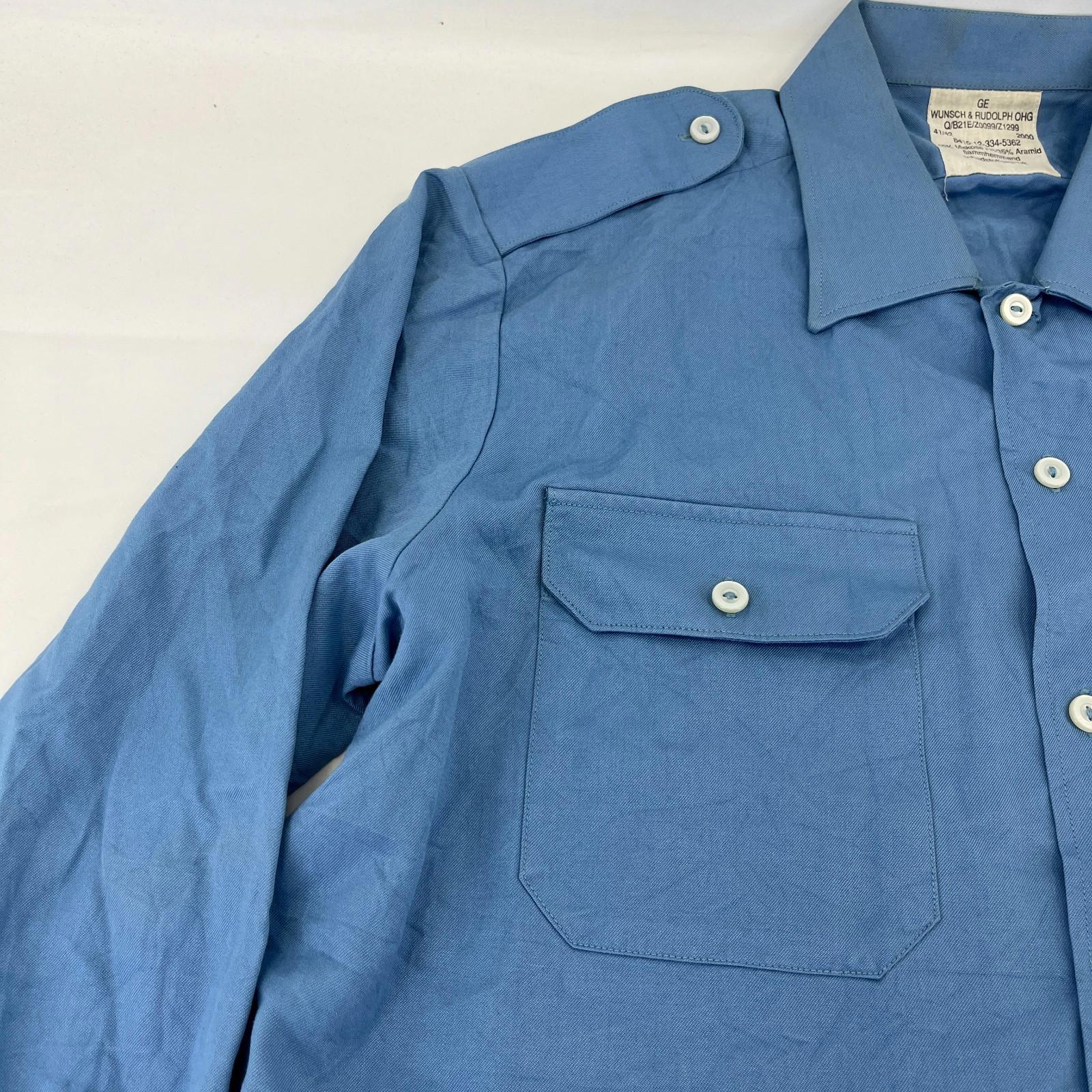 German Military Navy Men's Shirt Light Blue Long Sleeve size 41/42
