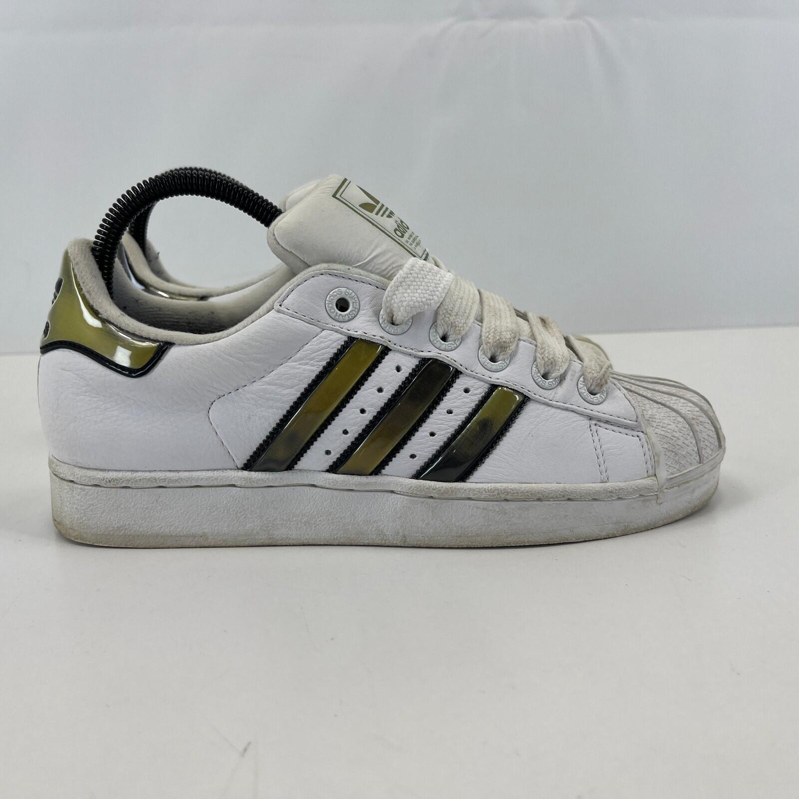 White Superstar Trainers in White & Bronze UK Women's size 5.5