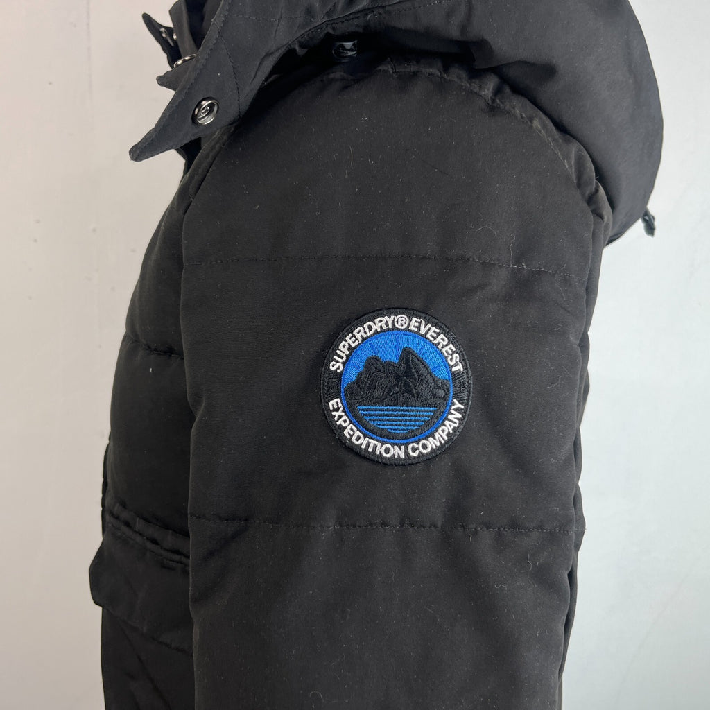 Superdry Everest Mountain Parka in Black with Hood UK Women's size 12
