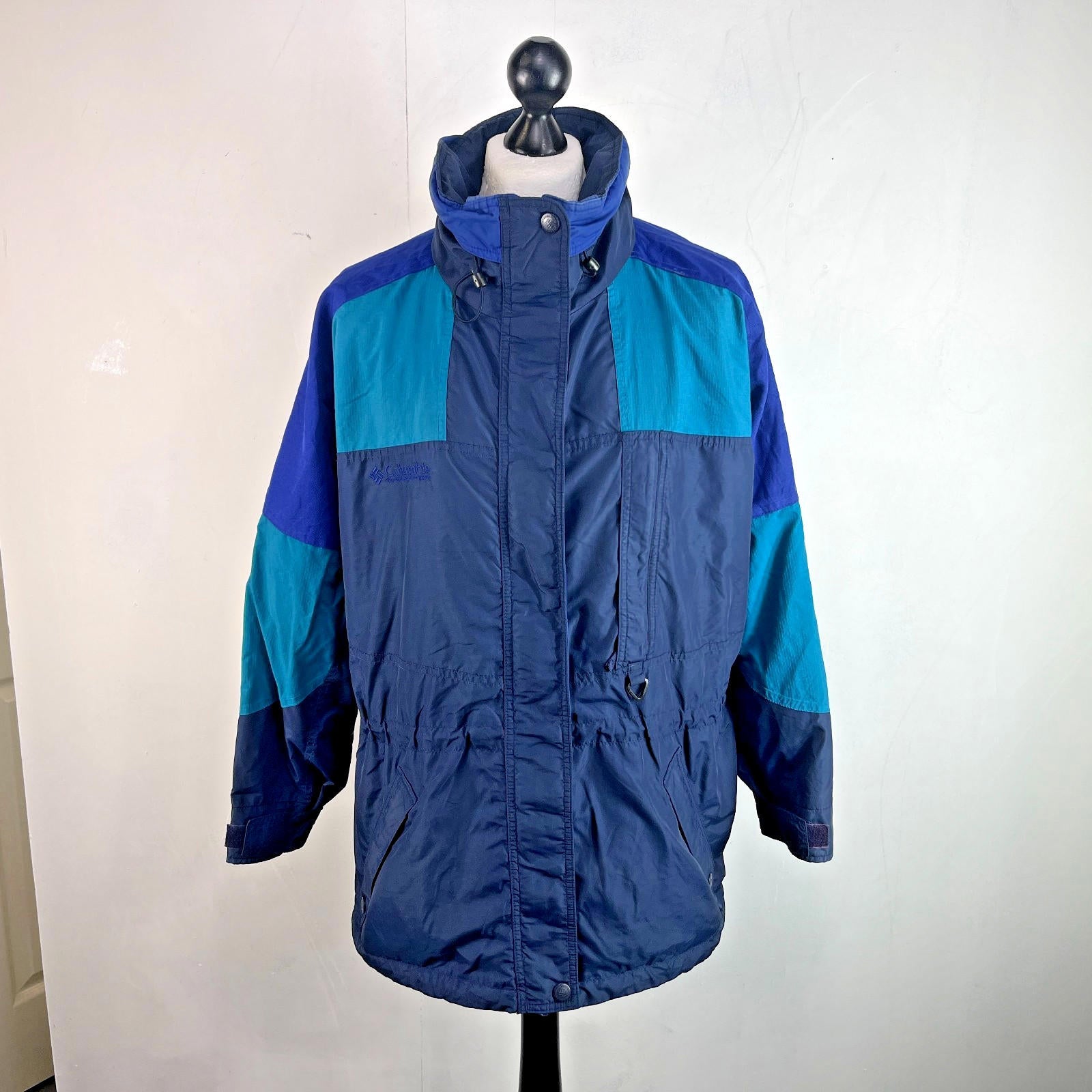 Columbia Parka Coat Womens US size L (UK 2XL) Oversized Waterproof Blue Jacket