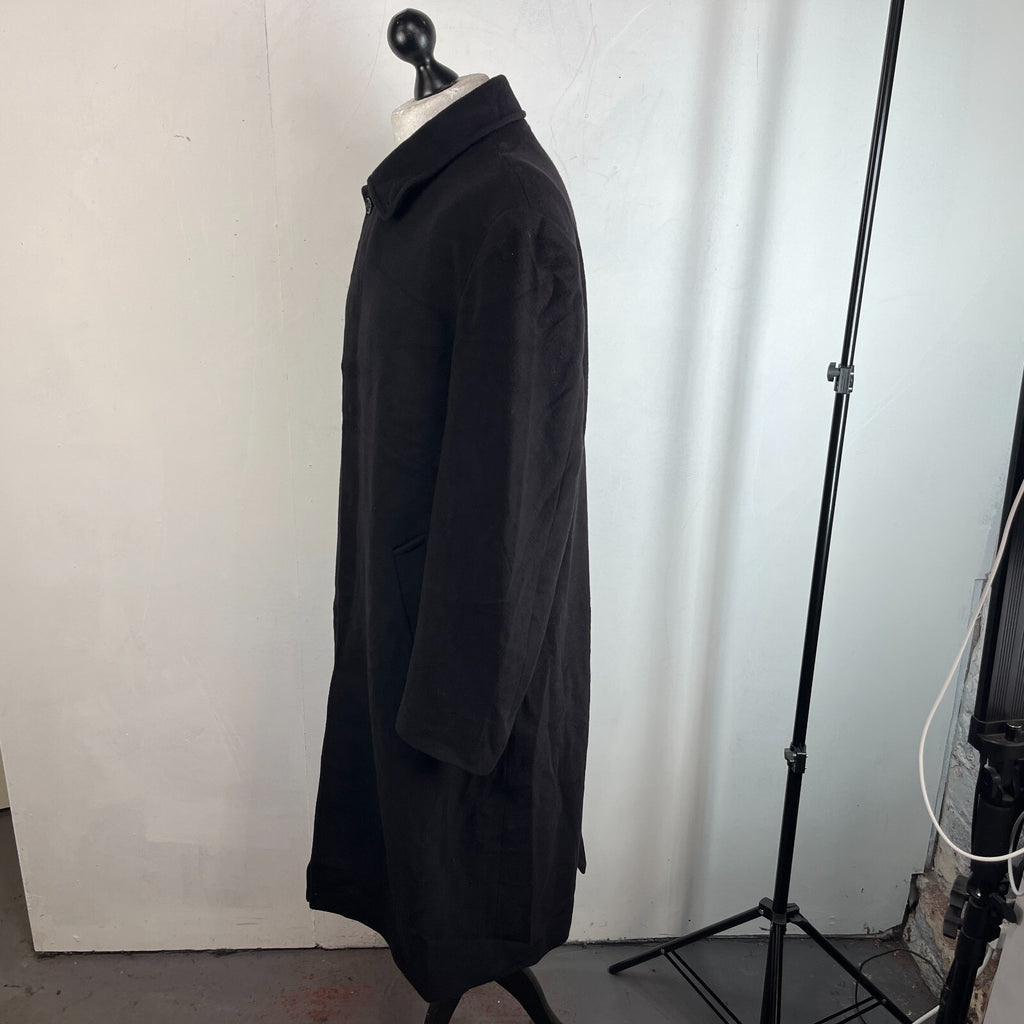 Marco Ricci Black Cashmere & Wool Overcoat Single Breast Made in Italy EU 52 (L)