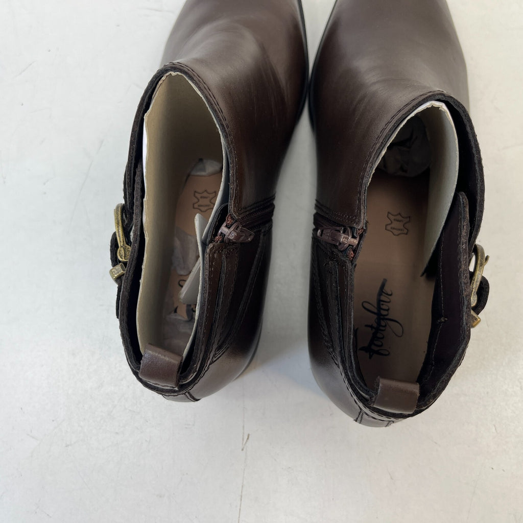 M&S Women’s Dark Brown Leather Almond Toe Ankle Boots Block Heel & Side Zip UK 8