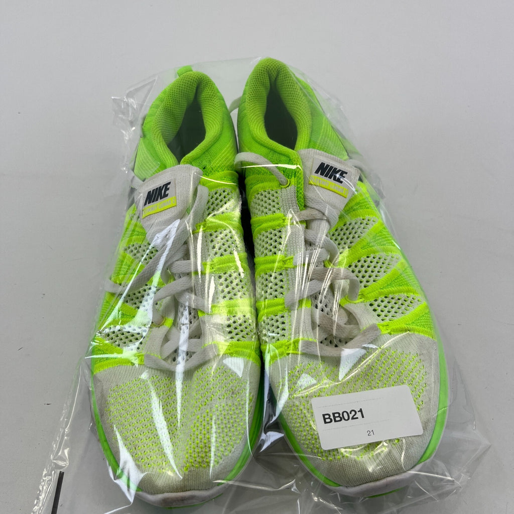 Nikes Flyknit Lunar 2 Womens Trainers Running Shoes Fluro Green & White UK 7.5