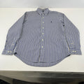 Ralph Lauren Shirt Mens 15 1/2 M Blue Pinstriped Cotton Button Up RL Pony