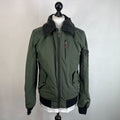 SuperDry 23rd Squadron Aviator Bomber Jacket Dark Green w/ Sherpa Collar size L