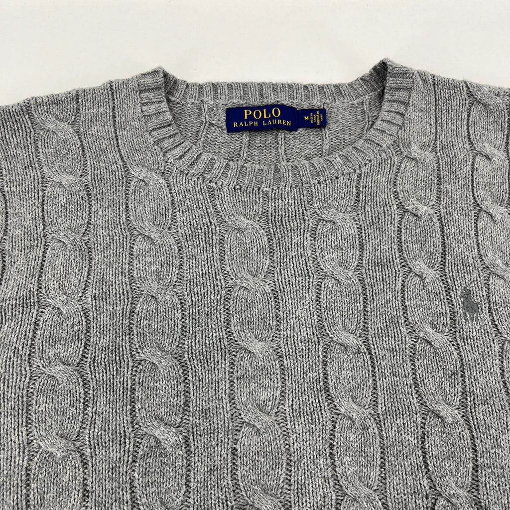Polo Ralph Lauren 100% Cotton Jumper Men's size M in Grey Crew Neck Sweater