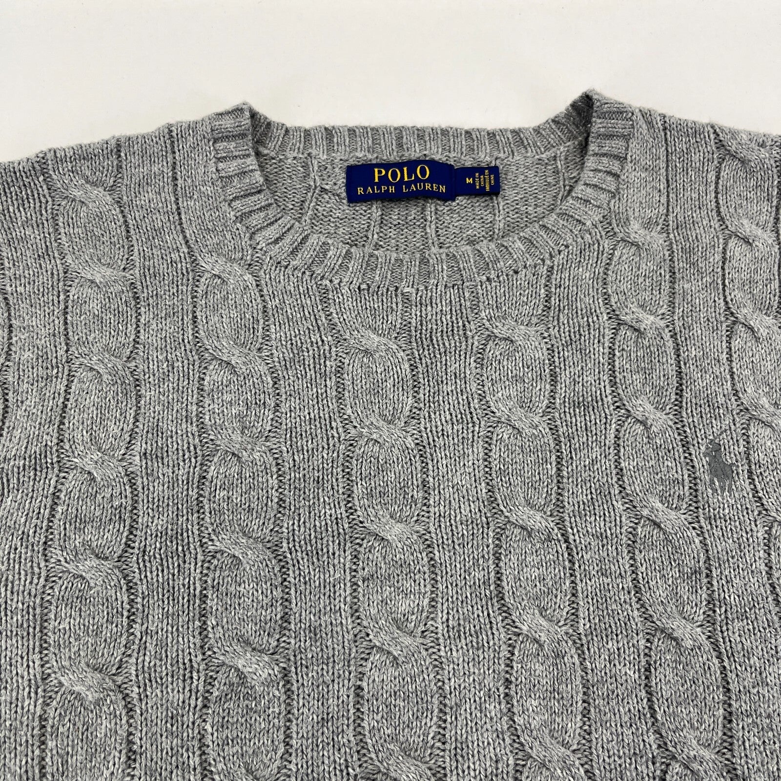 Polo Ralph Lauren 100% Cotton Jumper Men's size M in Grey Crew Neck Sweater