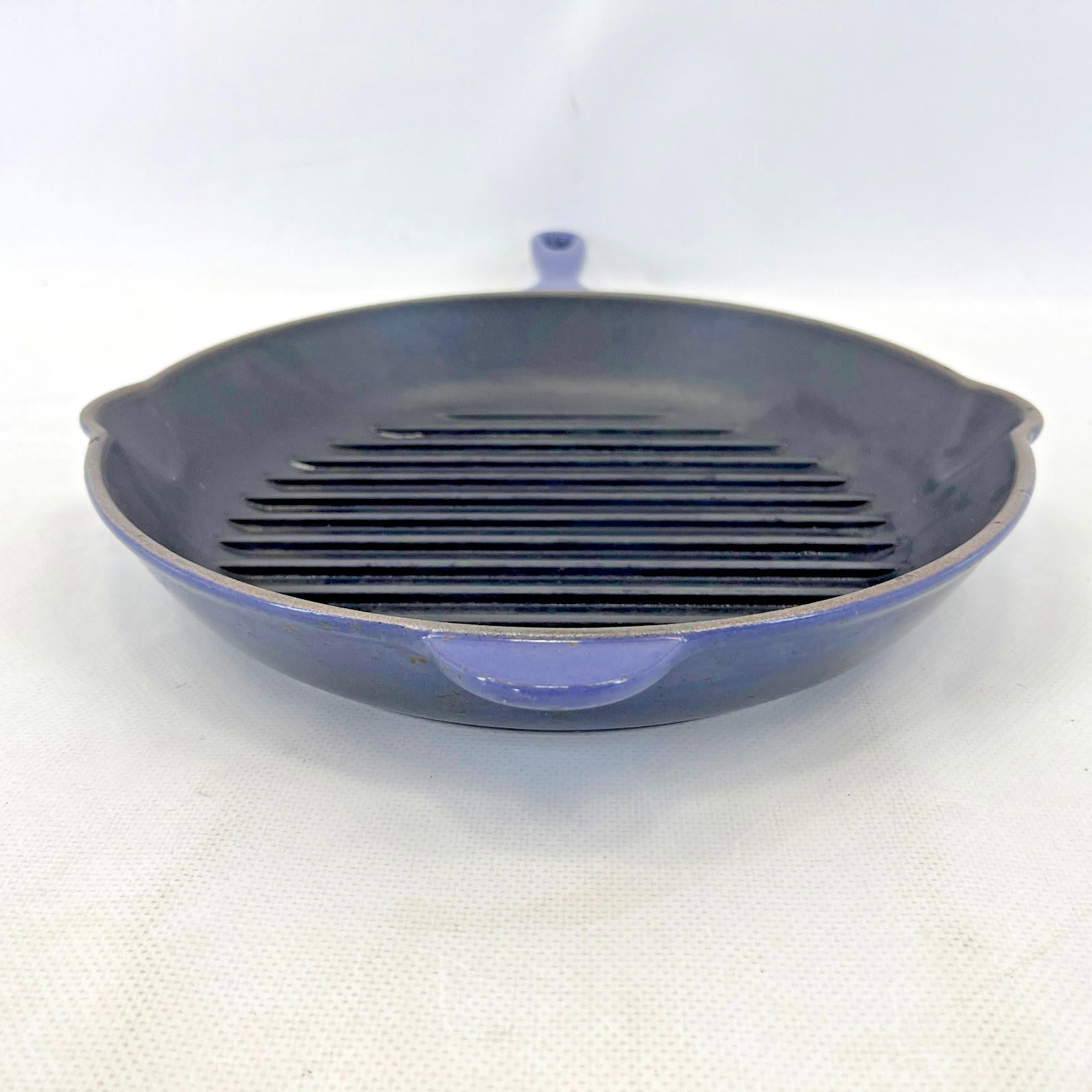 Le Creuset Griddle Skillet Frying Pan in Blue size 26cm Cast Iron Round