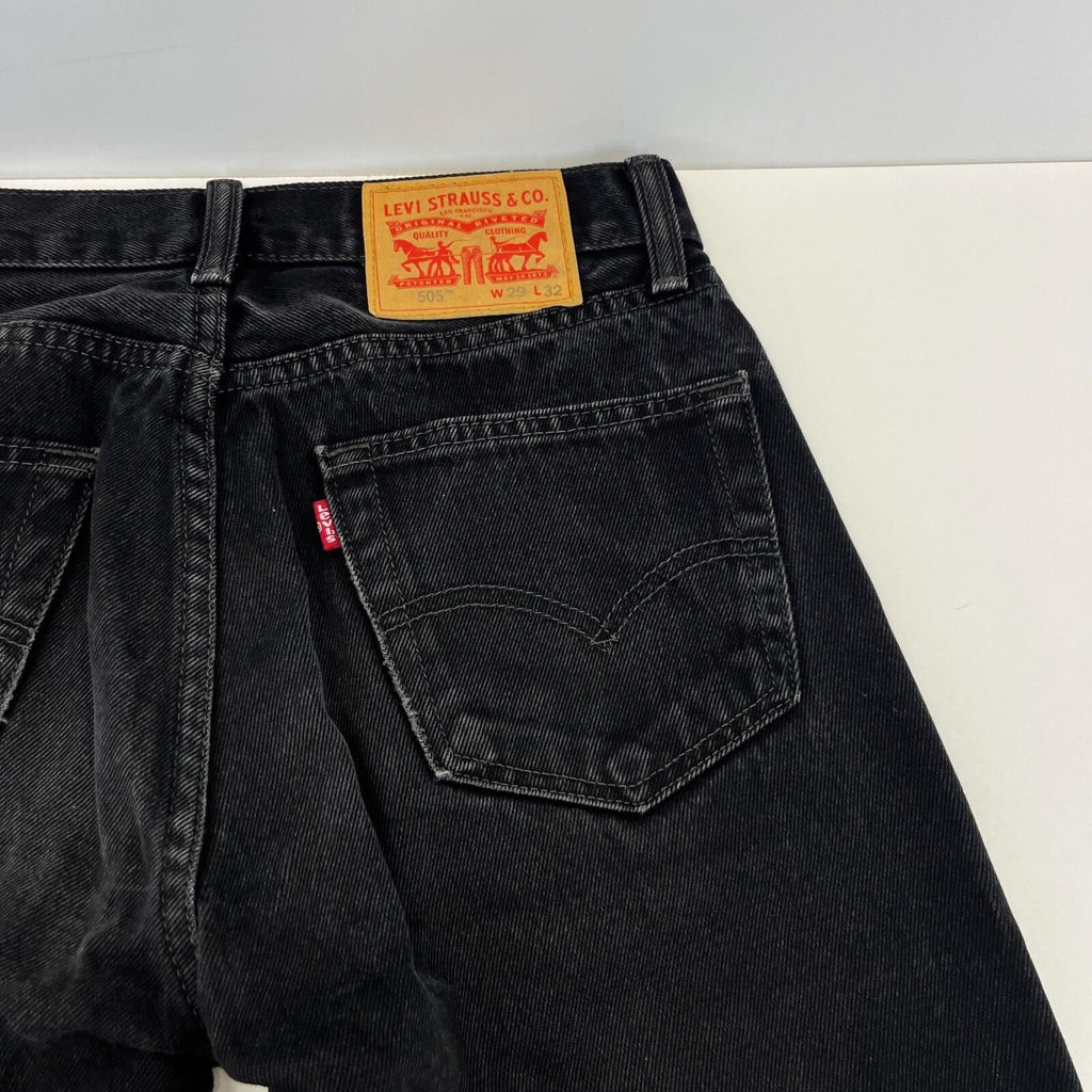 Women's Levi's 505 Regular Fit Jeans W29" L30" Black Denim Straight Leg