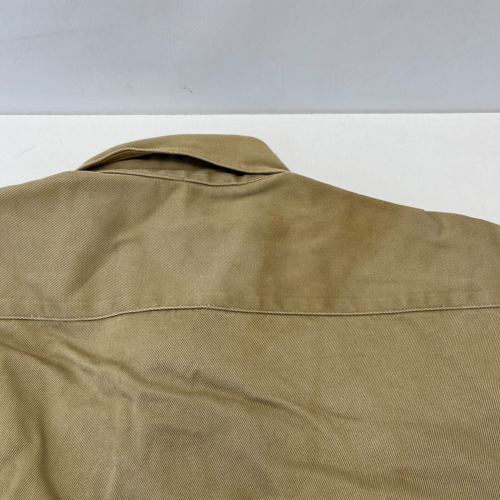 Vintage American Army Military Long Sleeve Shirt with Badges Khaki Brown size M