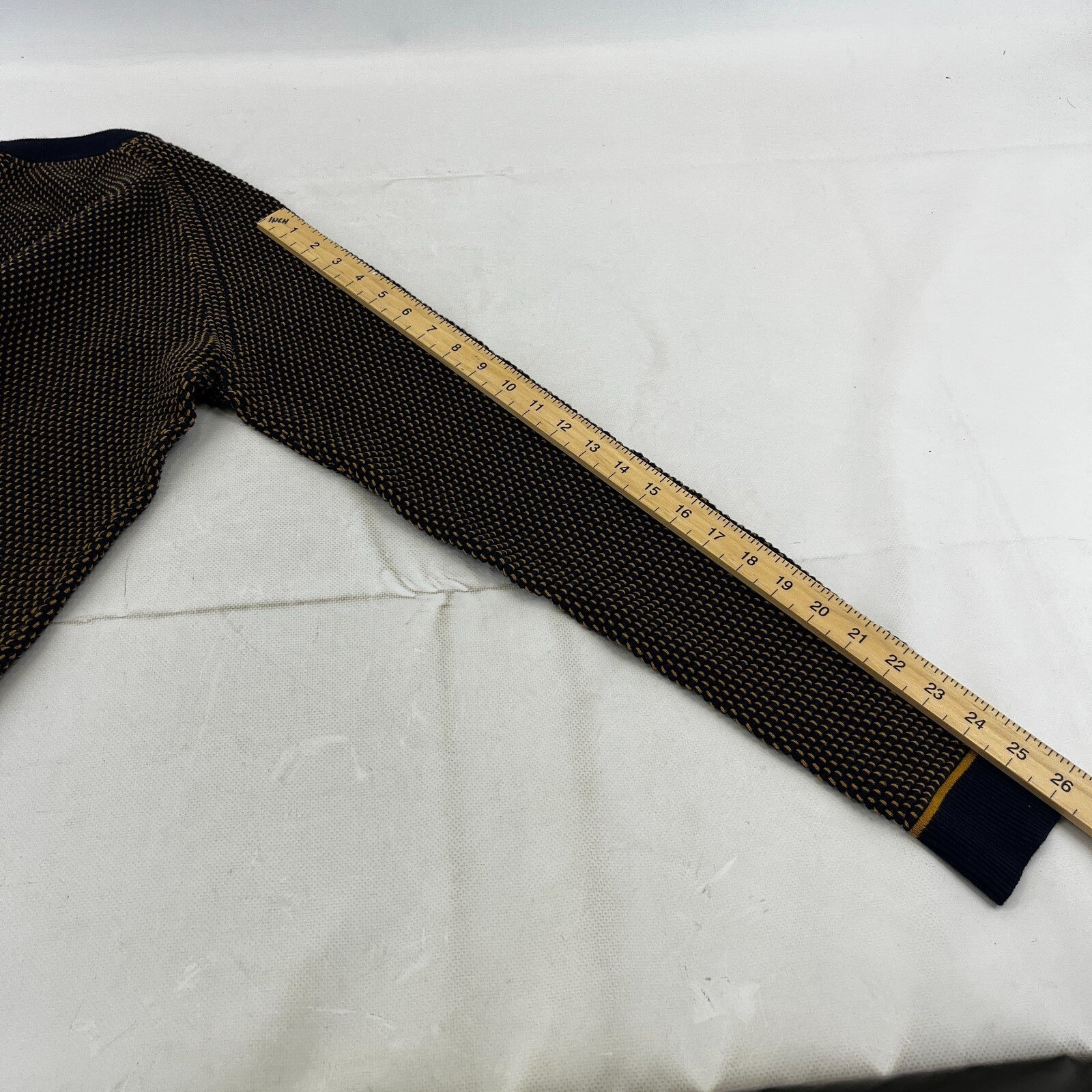 Ted Baker Men's Jumper in Blue/Yellow Cotton Blend Crew Neck Pullover size Small