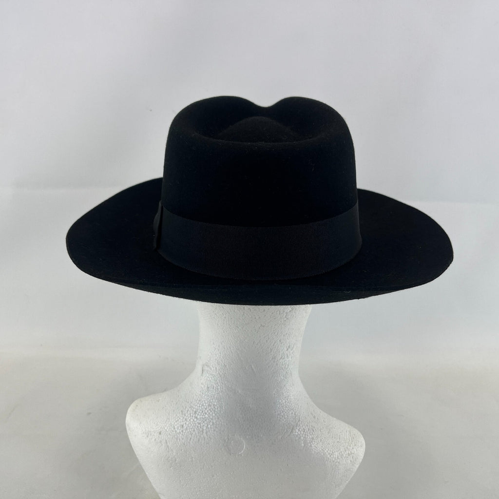 Palms Halt 100% Wool Handmade Textured Fedora Hat in Black size M 56