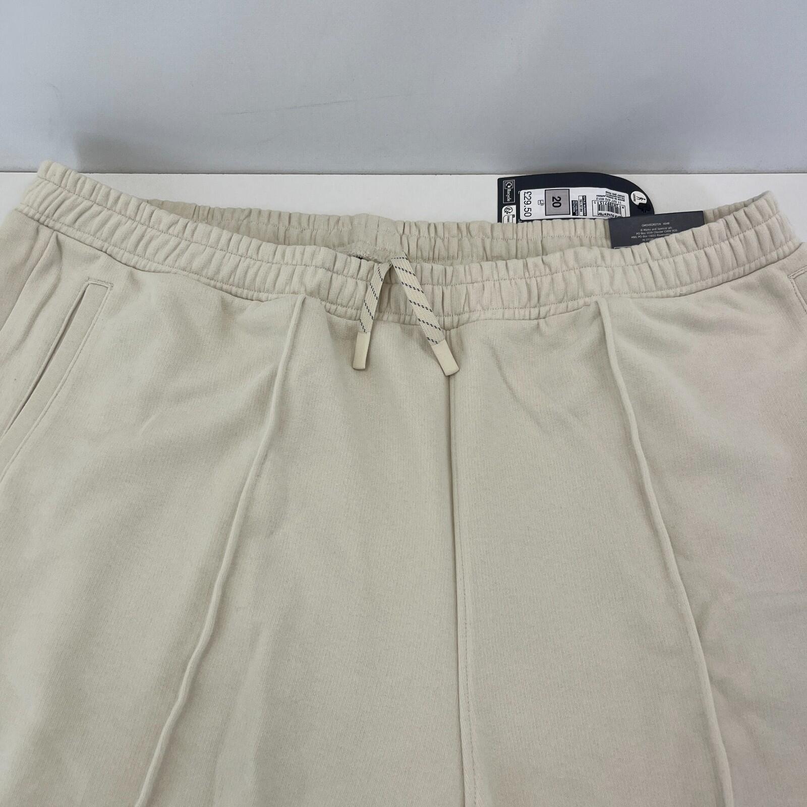 M&S Ladies Goodmove Parachute Joggers Cuffed Trousers Pants Cream UK size 20 New