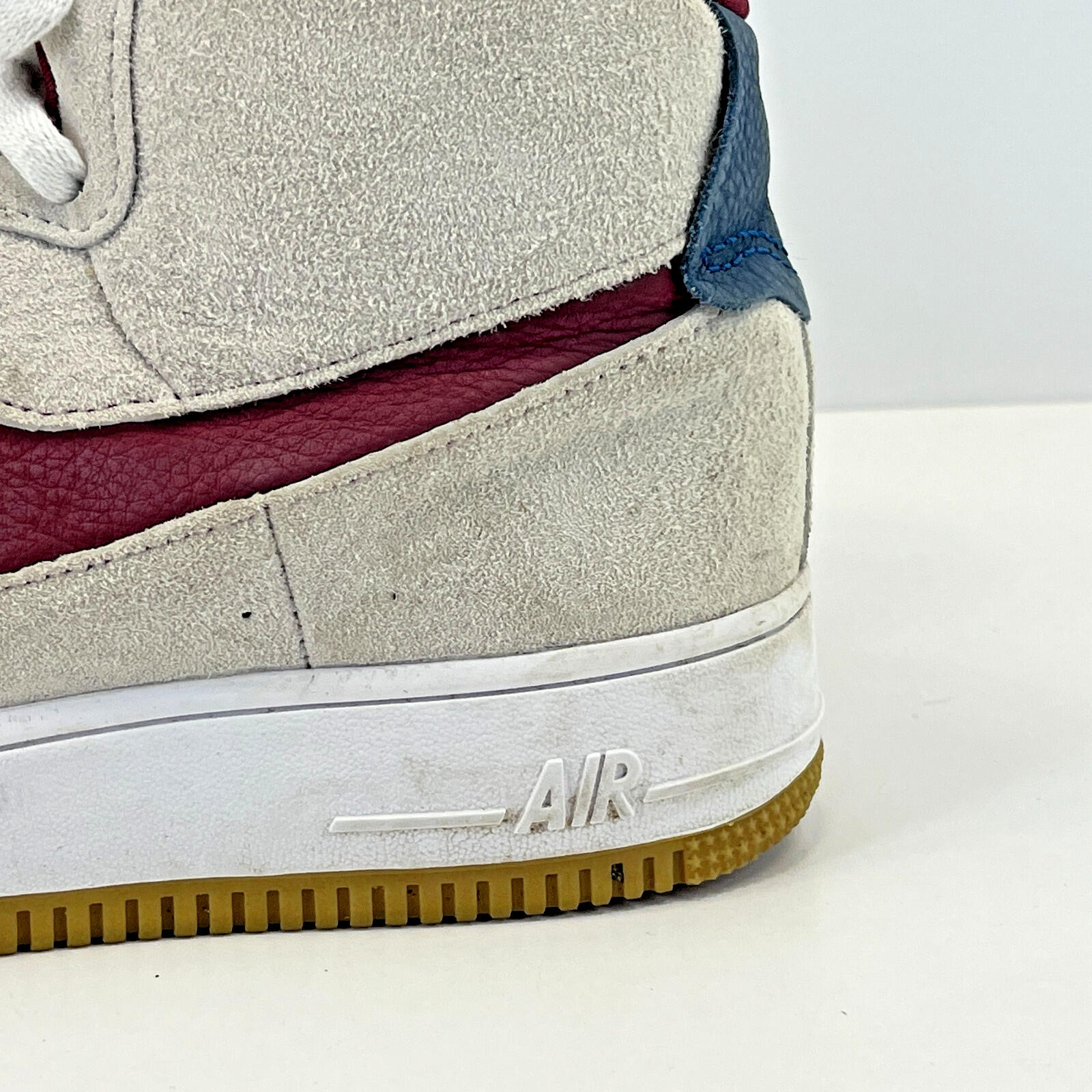 Nike Air Force 1 High Sculpt Suede in Light Grey White Maroon size UK 7 - EU 41
