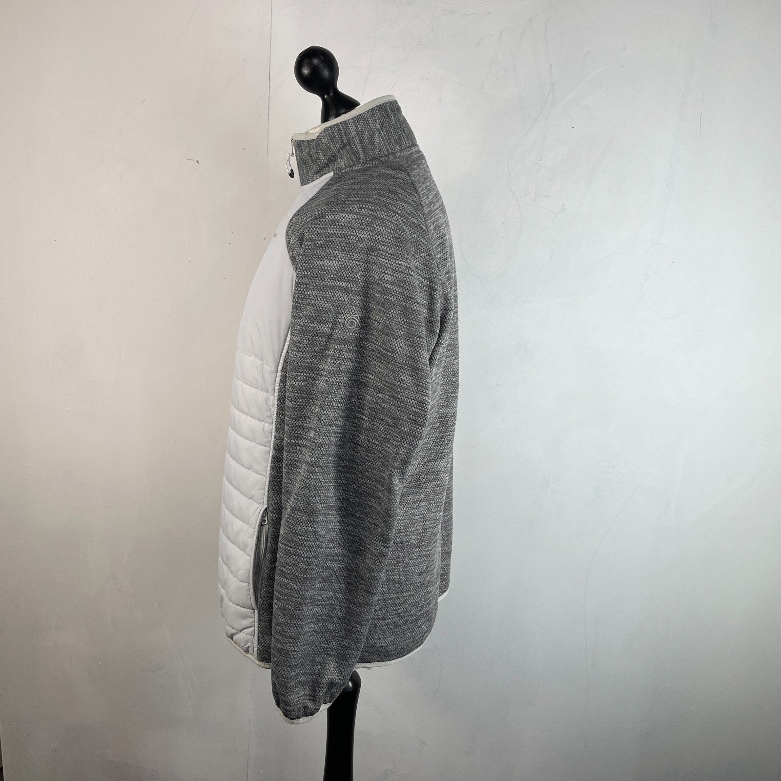 Craghoppers Womens Hybrid Fleece Jacket Grey Padded Quilted Size UK 18 - EU 44