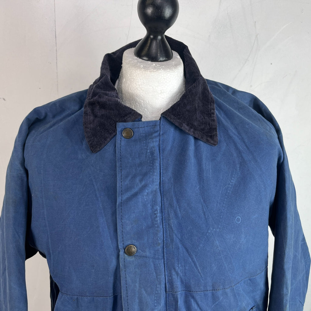Portman Wax Jacket in Blue  Corduroy Collar size Small