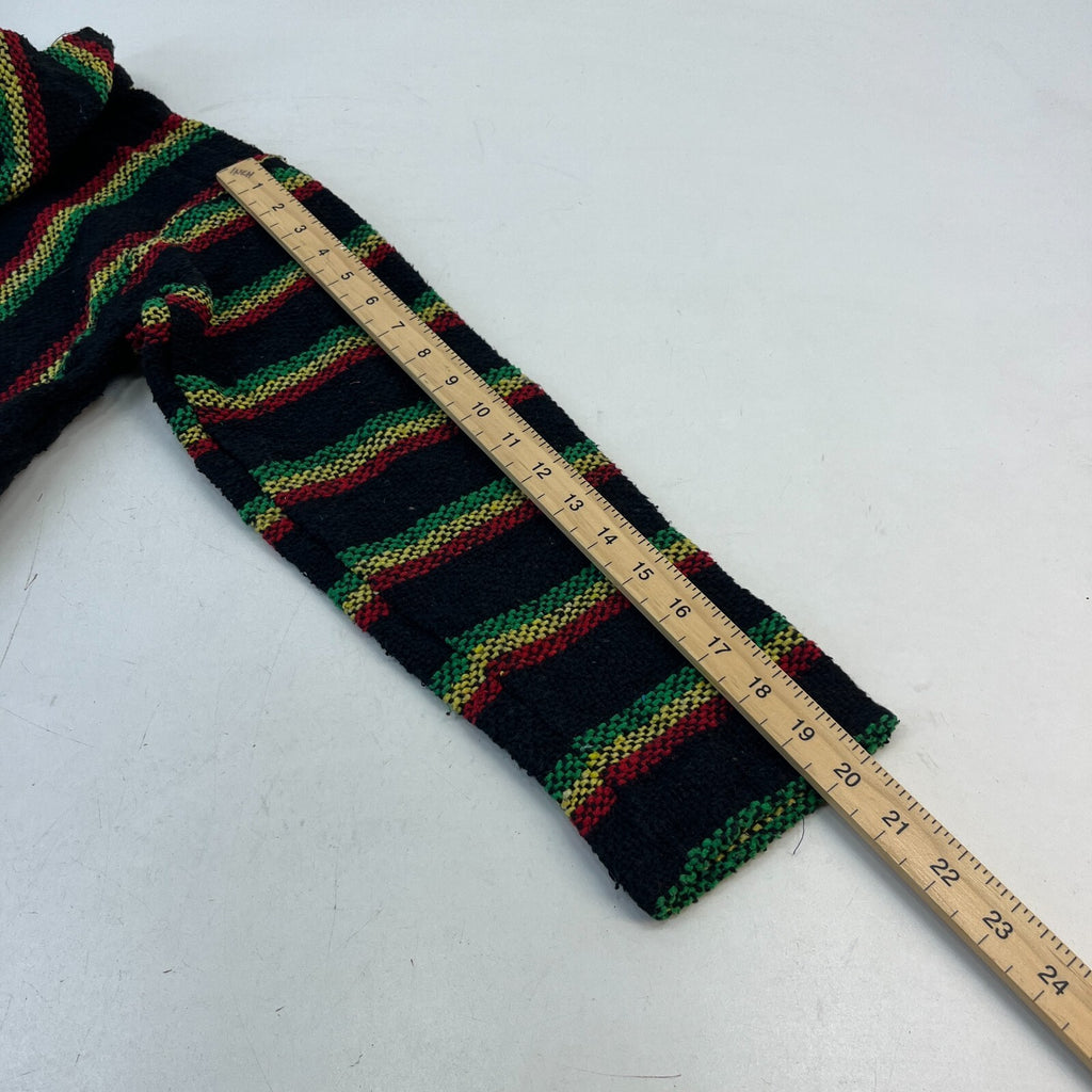 Genuine Mexican Baja Hoodie Pullover Hippie Festival Red/Yellow/Green UK size S