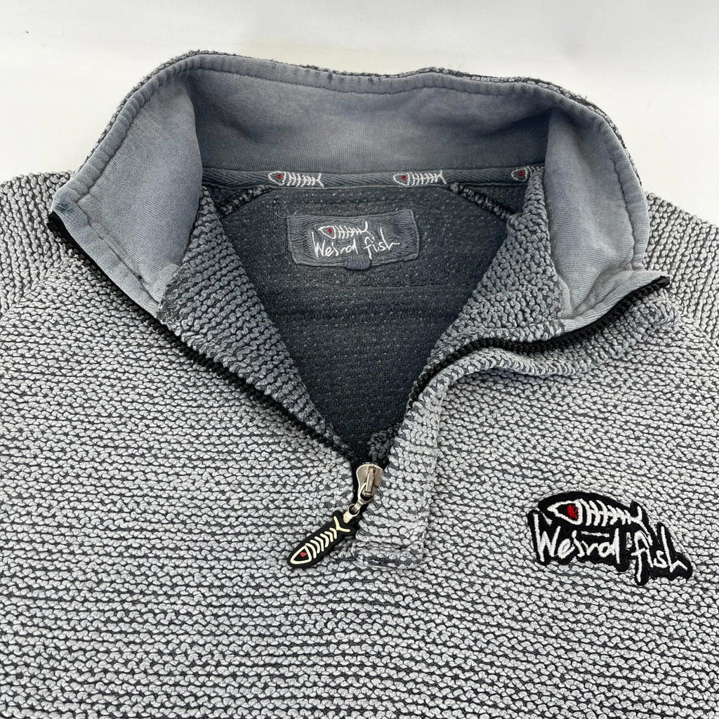 Weird Fish Mens Grey Quarter Zip Jumper Macaroni Pullover size Small
