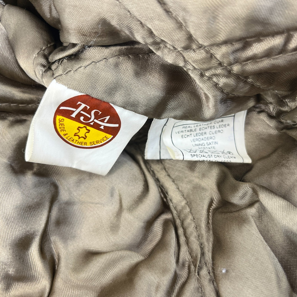 Mens Vintage Burton Brown Leather Bomber Jacket size Large