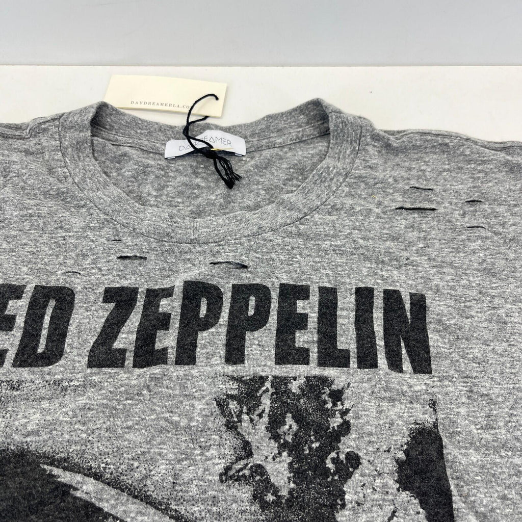 Daydreamer Led Zeppelin 1969 Tour Print Distressed T-Shirt Grey size US M UK XL