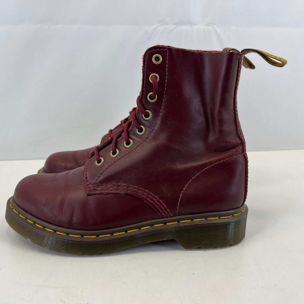 Dr Martens 1460 Pascal Black Red Leather Ankle 8 Hole Boots Size UK 5 EU 38