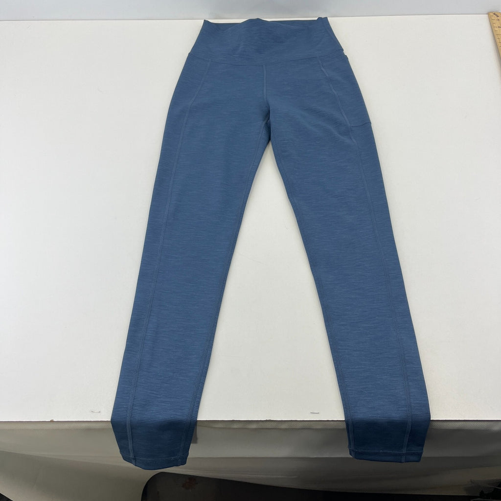 Sweaty Betty Super Sculpt Full Yoga Leggings Blue Micro Cord Print + Pocket UK S