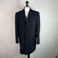 Harry Brown Men's Black Wool Blend Mid-Length Overcoat size XL Slim Fit