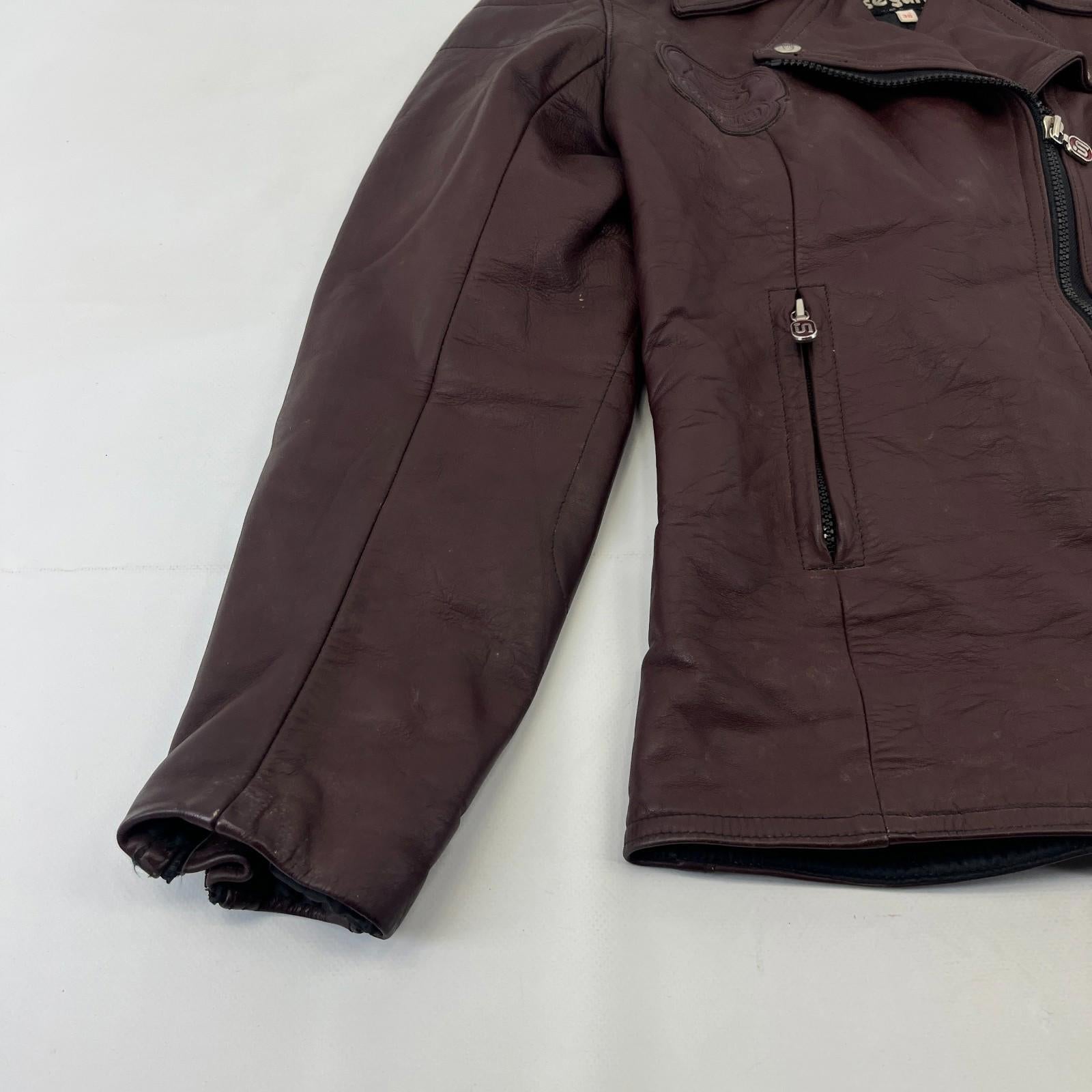 Segura Women's Vintage Leather Motorcycle Jacket in Oxblood Red size 8