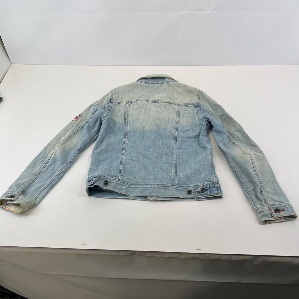 Scotch Shrunk Denim Jacket with Badges Women's size 10 Blue Trucker Button Up