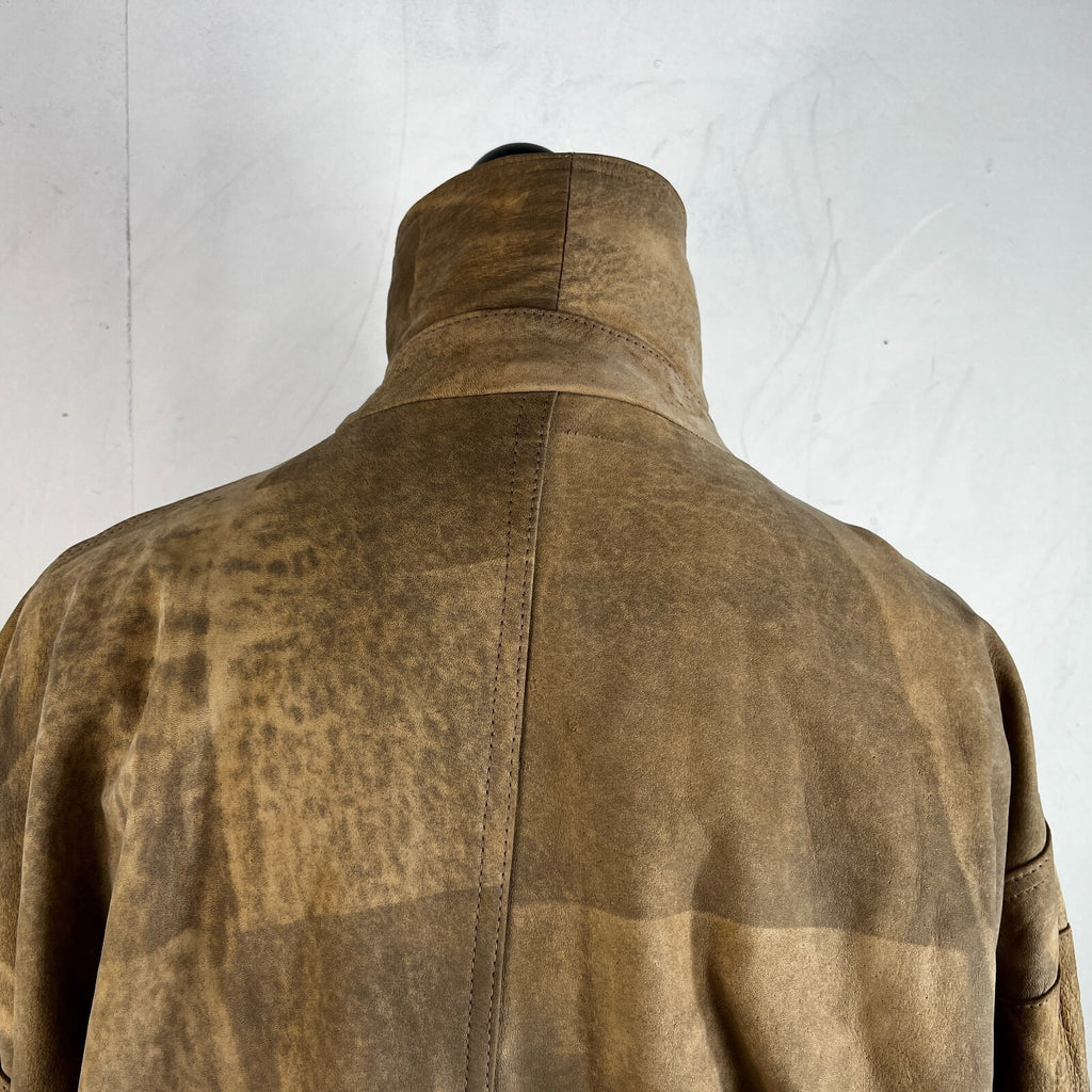 The Vali Collection Soft Leather Jacket 80s Brown Distressed Look size XL