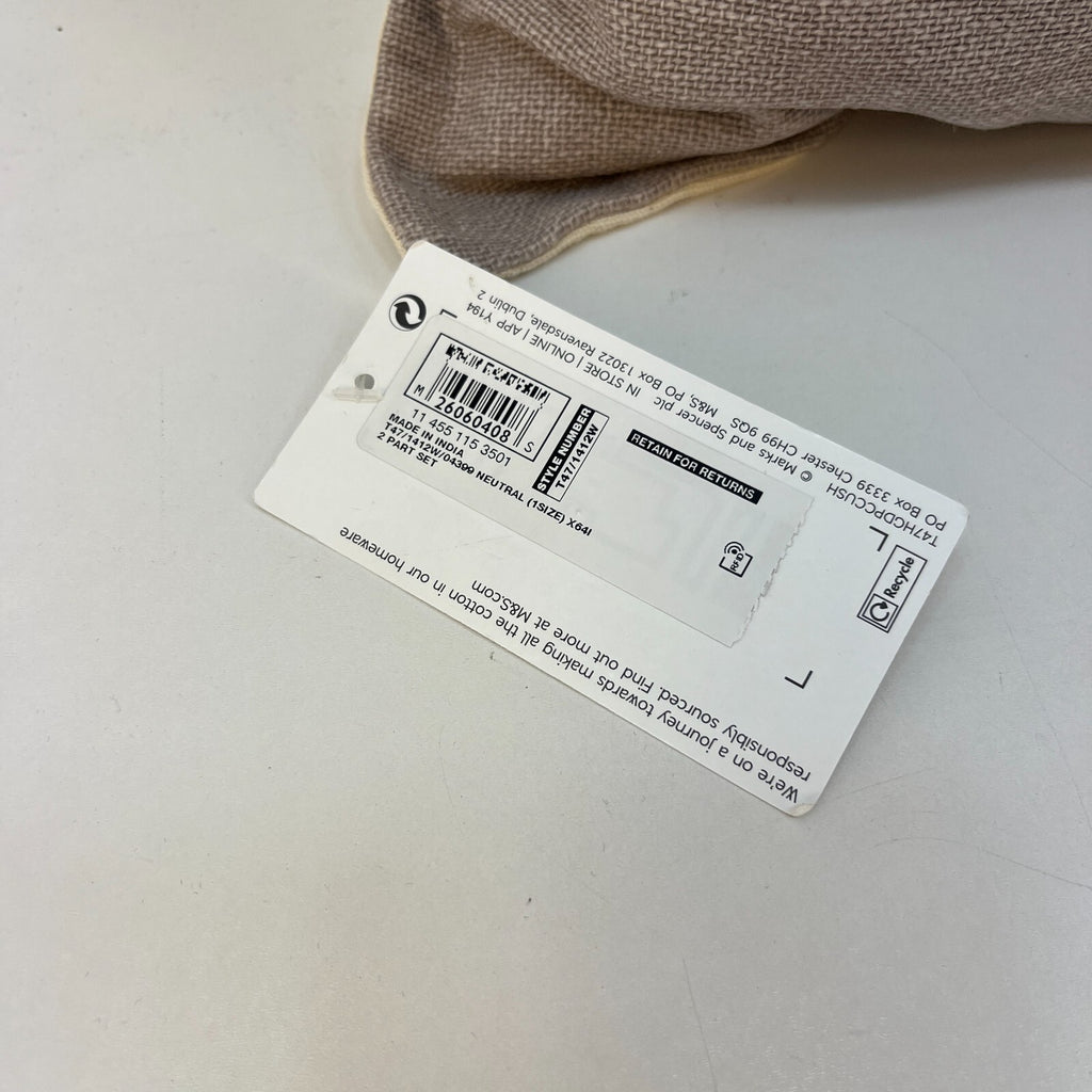 M&S Rectangular Bolster Cushion Mottled Grey & Cream Zip Close 74cm x 41cm - New