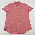 SuperDry Ultimate Oxford Shirt in Red Micro Houndstooth Short Sleeve size Small