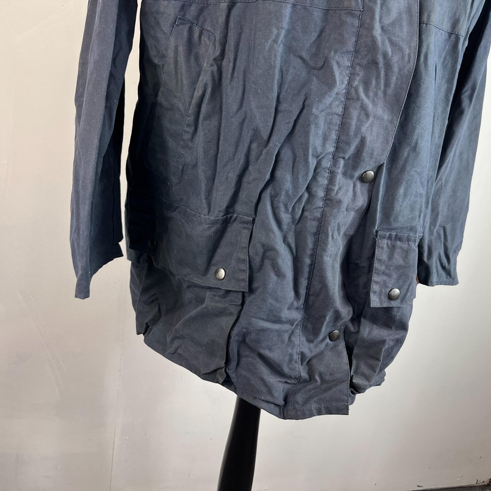 Oxford Women's Waterproof Wax Jacket in Blue with Hood size Large Ladies Vintage