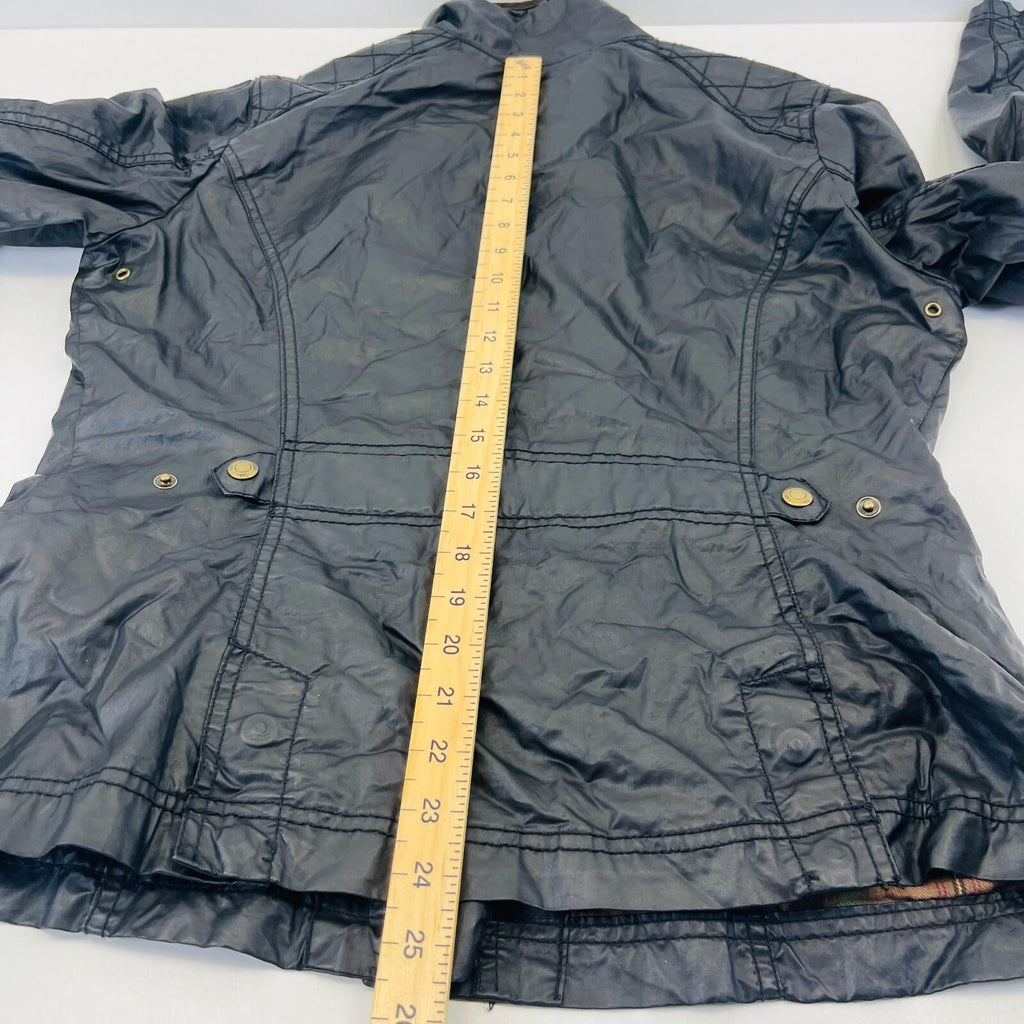 H&M Women's Wax Jacket in Black with Cord Collar size 14